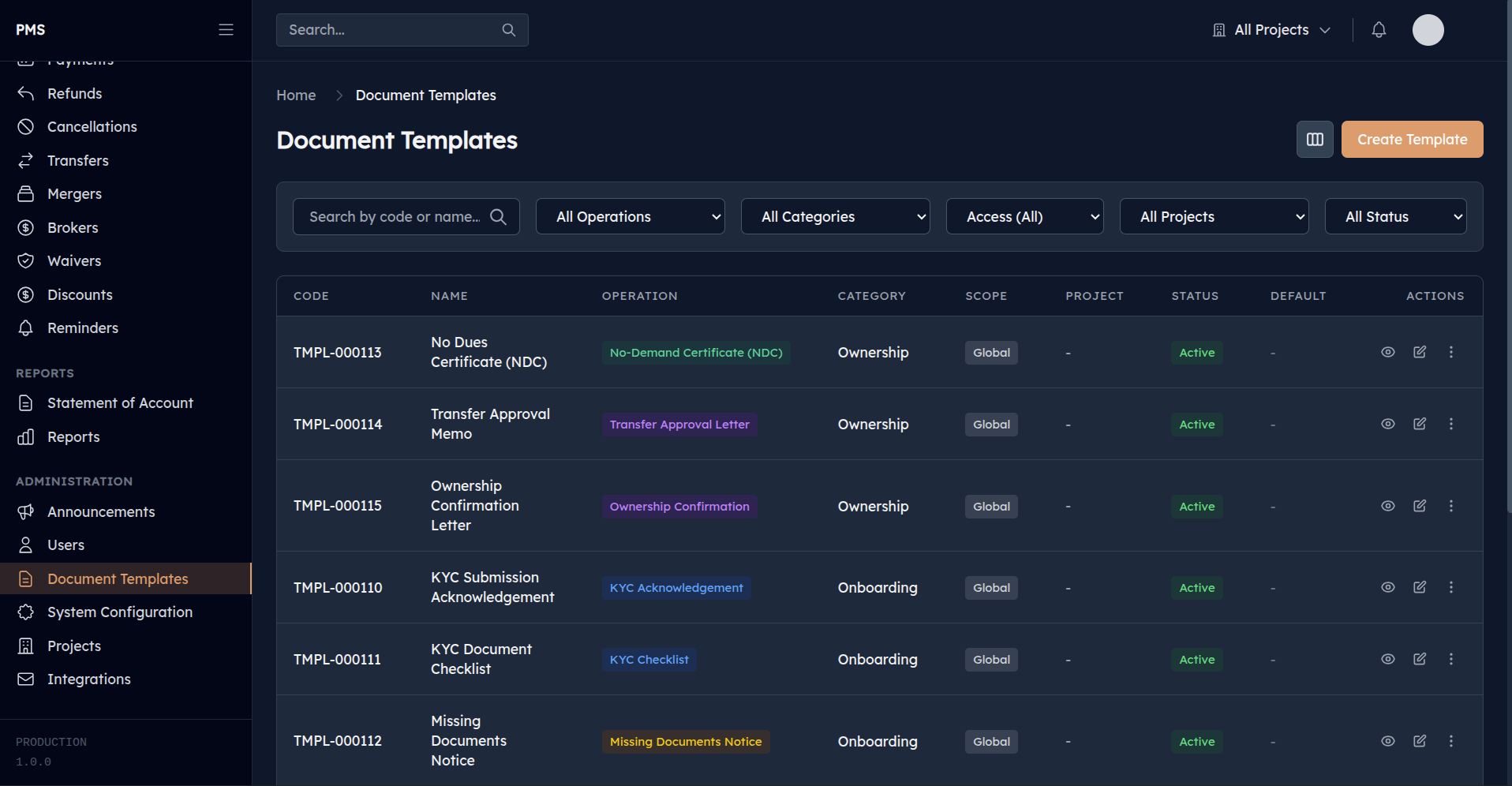 Document template management and auto-generation
